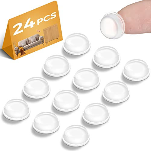 24 Stück Silikon Türpuffer Türpads Stopper Selbstklebende Puffer Pads Klare Schrank Türstopper Schutzpuffer Weiche Möbelpuffer für Küche Boden Wand Glas, Zylindrisch
