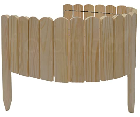 Floranica Rollborder Clôture Flexible en Bois de pin 100 x 20 cm Non-traité Bordure Jardin Exterieur Palissade en Bois Claustra Barrière Parterre de Fleurs Cloture Parterre