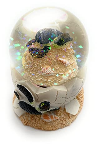 Onwomania Tortue d'eau - Hauteur : 6,5 cm - Boule à neige - Boule à paillettes - Multicolore