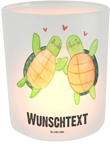 Mr. & Mrs. Panda Kerzenhalter personalisiert Schildkröten Paar - Personalisierte Geschenke, Laterne, Jahrestag, Geschenk für Freundin, Frauen, Windlicht, Partner, Windglas, Glas, Valentinstag, Ehemann