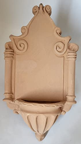 Acquasantiera in terracotta pannello decorativo parete fatto a mano in Italia altezza cm. 26, lato cm. 12