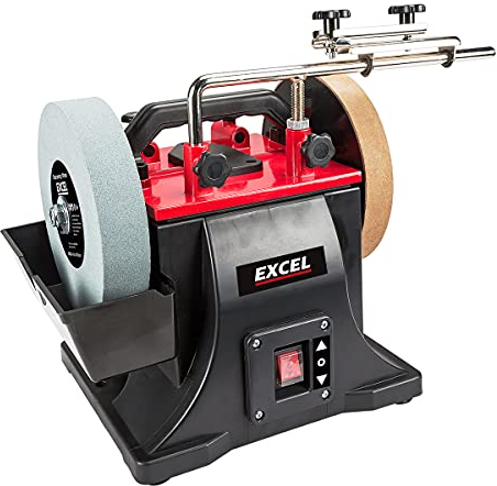 Excel 200mm Electric Wet Stone Grinder Sharpener 240V/180W with Honing Wheel - Efficient Grinding and Polishing Tool, Electric Grinder, Electric Polisher, Grinding Wheel