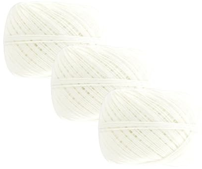 Fackelmann 9921550 Lot de 3 pelotes de ficelle alimentaire, ficelle pour rôti, ficelle de cuisine, ficelle, rouleau de ficelle de cuisine, Polyester, Blanc, 80 m | Préparez vos rôtis sans stress, 80 m par pelote, Lot de 3, Ficelle alimentaire blanche, Pour paupiettes et volaille
