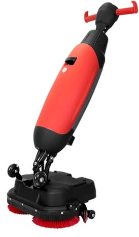 SANITMAX SM430 17 Walk-behind Commercial Floor Scrubber Buffer Polisher Machine, Dual Brushes, Dual Pads and Drivers, 10000 sqft/h, Cordless Rechargeable Lithium Battery, Lightweight, Red