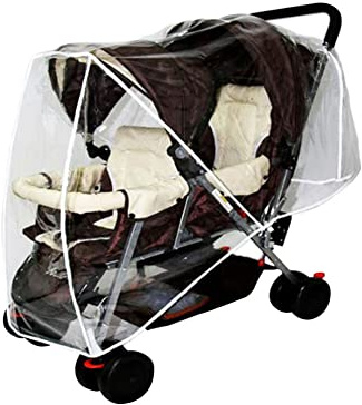 Doppel-Kinderwagen-Regenschutz - Wasserdichter PVC-Wetterschutz - -Regenschutz für Side-by-Side-Kinderwagen, Outdoor-Aktivitäte