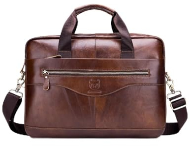 Wuyangcun 15,6 Zoll Leder Aktentasche Laptop Messenger Bag Business Travel Satchel Bürotasche für Damen und Herren
