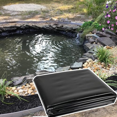 Yidelchon Teichfolie 0,12 Mm HDPE-Fischteichfolie Teichfolien Für Außenteiche, Koi-Teiche, Gartenbrunnen, Wasserfall 3 X 5 M, 1 X 1 M, 4 X 7 M, 6 X 8 M, 8 X 10 M, 15 X 15 M, Teichfolie(Size:10x20m)