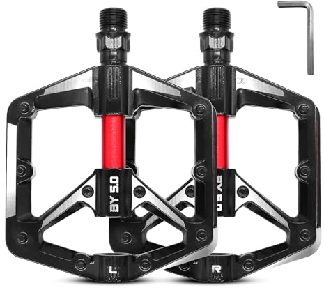 RUNYU Fahrradpedale MTB Pedale mit Reflektoren 9/16 Zoll 3 Abgedichtete Lager Fahrrad Pedale Aluminium rutschfeste Platform pedalen für Mountainbike, BMX, E-Bike, Rennrad