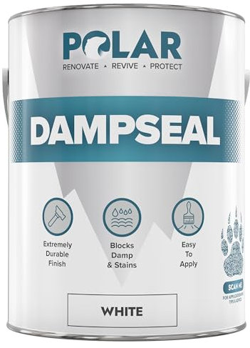 Polar White Damp Seal Paint - 2.5 Litres - Satin Finish - Stain Blocker and Anti Damp Proof Paint for Internal Walls & Ceilings - Quick Drying for Wood, Plaster, Cement and Stone