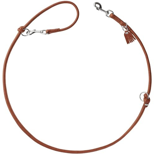 Hunter Verstellbare Hundeführleine Round & Soft MÜNCHEN, rundgenähte Leder Hundeleine, besonders weich & geschmeidig, 3-Fach verstellbar, Made in Germany, Farbe: Cognac, Größe: 6/200