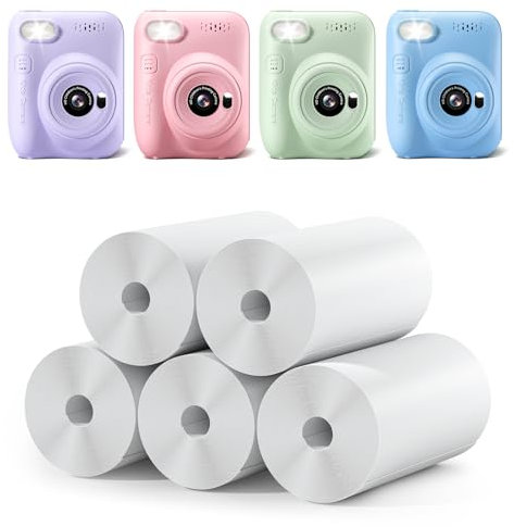 LETSHAHA 5 Rollen Druckpapier für Kinderkamera, Sofortdruck Thermopapier, Nachfüllpapier für Kinderkamera,Druckpapier passend für Sofortbildkamera