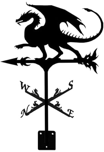 Lawnrden Weather Vane 23x13'' Iron Weatherproof Wind Vane Dragon Shaped Weather Vanes for Yard Garden Roof Mount Pathway Outdoor Use, Weathervanes for Garden