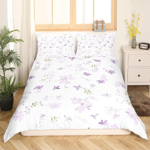 Bettwäsche 135x200 Pflanzen Blumen Bettbezug 135 x 200 3 Teilig Landhausstil Bettwäsche-Sets 3D Muster Weiche Mikrofaser Bettbezüge mit 2 Kissenbezug 80x80 cm 866A