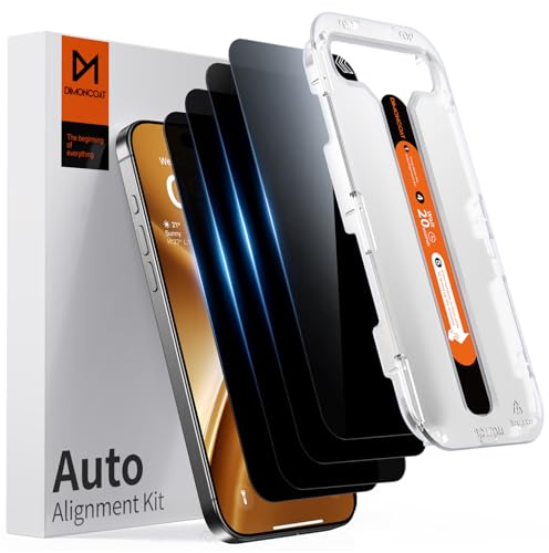 DIMONCOAT 4-PACK Privacy Screen Protector Compatible with iPhone 16 Pro Max [Auto Alignment Kit] [10X Military Protection] 16 Pro Max 6.9 inch Tempered Glass Film [Case Friendly]
