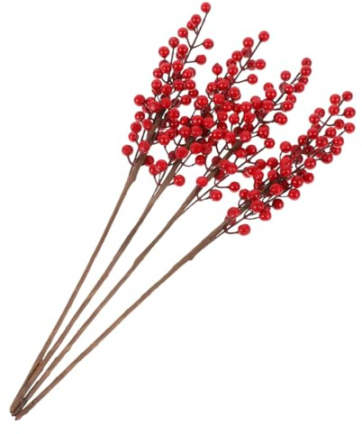 MAGICLULU Lot De 4 Branches De Baies Artificielles De Noël Réalistes - Décoration De Simulation De 50 Cm pour Fête De Noël