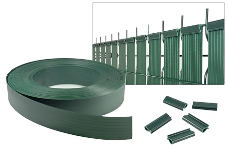 CASANOOV – Kit de lamelles occultantes PVC souple BALDO L.100m x l.4,6cm – Vert RAL6005 – 200 clips inclus – Brise-vue flexible pour clôture rigide – Installation facile et protection anti-UV