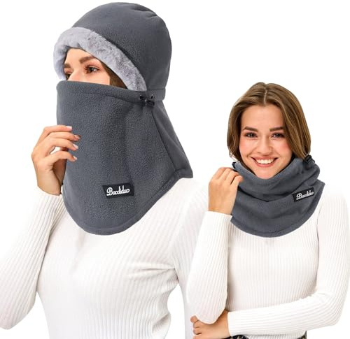 TAGVO Winter Warme Sturmhaube Damen Herren Winddicht Balaclava Mütze Skimaske 3 in 1 Thermo-Fleece-Kapuzenschal Gesichtsschutz für Outdoor Radfahren Reiten Skifahren