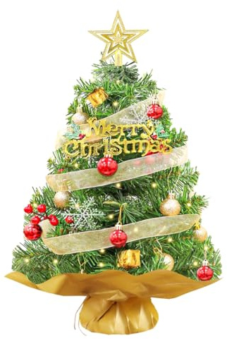 HO2NLE Mini Weihnachtsbaum Gold 45cm Mini Tisch Weihnachtsbaum Künstlich Klein für Haus, Büro, DIY Weihnachtsdekoration