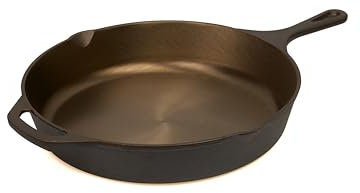 Bluecraft Pott & Flamme polierte Gusseisenpfanne bereits eingebrannt Induktion | ofenfest | Grillpfanne | Bratpfanne für alle Herdarten (Ø 26 cm)