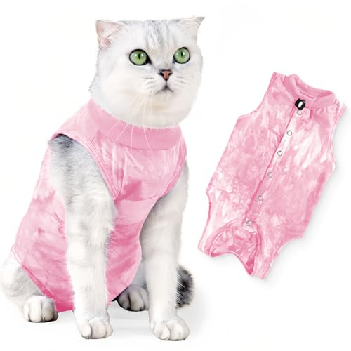 LOMSUXA Post Operation Cat Body Suit Hembra Post Operation Cat Body Traje de Recuperación para Gato Después de la Cirugía Gatito Esterilización Ropa para Gatos 3-5kg