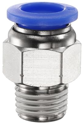 QUARKZMAN Push to Connect Fitting 10mm Tube OD x 1/4 NPT Thread Blau | Male Straight Quick Connector, Air Line Hose Fittings, Copper, for Industry Air System, PC10-N02