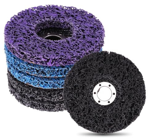 ONEVAN Discos CSD de 125 mm, disco de limpieza grueso, disco de desbaste, amoladora angular, accesorios para eliminar pintura y óxido (2 negros, 2 azules, 1 morado)