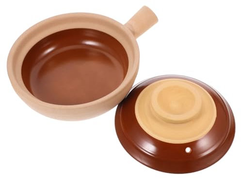 Zerodeko Autentica Casseruola in Terracotta - Pentola Per Stufato in Ceramica Pentola Per Porridge Salutare Cuociriso Con Coperchio Per Uso Domestico E Nei Ristoranti