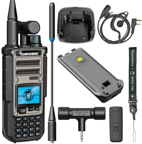HYS Quansheng TK-11(8) 10W VHF/UHF Walkie Talkie, Type-C Ladeanschluss&3000mAh Akku, 999 Kanalnummern, Spektrum-Analysator, Professionelles Zwei-Wege-Funkgerät mit Hörer