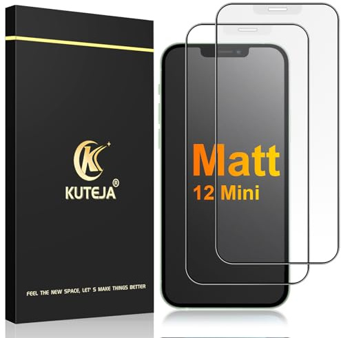 Kuteja Matt Panzer Schutz Glas für iPhone 12 Mini [2 Stück], 9H Härte Full Screen Matte Schutzfolie, Anti-Fingerabdruck, Blendschutz, Anti-Kratzen Gehärtetem Glas Displayschutzfolie