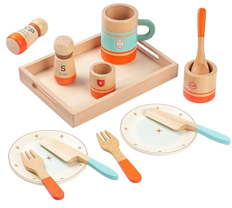 TTETTZ Wooden Tea Set for Children with Cups And Plates