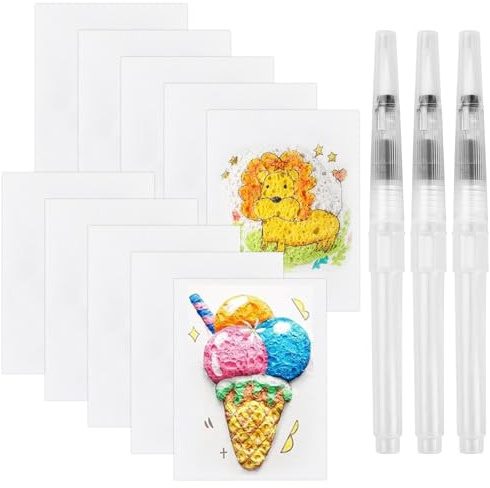 10 Stück 110 * 70 Schaumstruktur-Malpapier kinder mit 3 Wasserstiften, Magisches Schaumstoff-textur-malset, Magic Paint malset für kinder, Flauschige Space Cotton kann Druck lindern