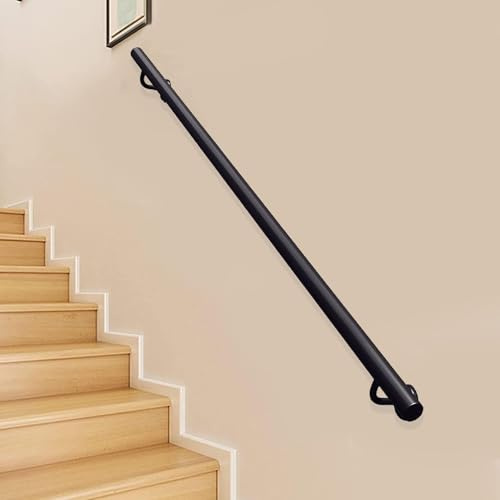 MSHGSKU Ringhiera per Scale - Kit Completo, Asta di Supporto per ringhiere per Scale, Tubo zincato, corrimano in Ferro battuto per Interni ed Esterni, Barra di Sicurezza (1 piede/30 cm)