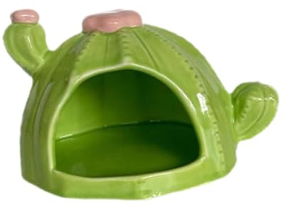 Aymzbd Keramikhaus für Hamster, Hamsterversteck Keramik, Kaktus Hamsterhaus Keramik, Kaktus Versteck für Hamster, Kleintierversteck für den Sommer per Chinchilla, Ratte, Mäuse, Rennmäuse, GrÜn