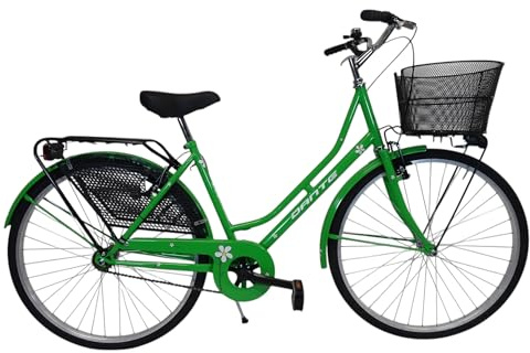 CICLI DANTE - Bicicletta donna da città per passeggio Olanda 26, classica stile retrò ad una velocità, con particolari neri e cestino anteriore