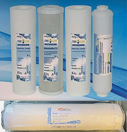 Filtersatz 5-stufige Umkehrosmose/Osmoseanlage 10 Zoll + Sidestream Membrane 500 GPD Osmoclean Filter