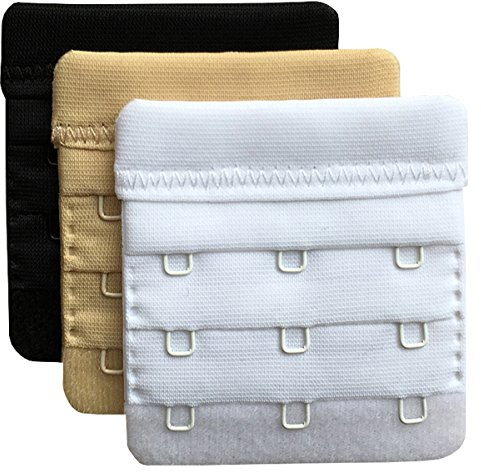 Chanie Damen Packung mit 3 Komfortabel Erweiterung 3 Haken BH-Verlängerer | Weich, 6,1cm x 5,8cm