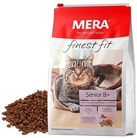 MERA Finest fit Senior 8+, Katzenfutter trocken für ältere Katzen ab 8 Jahren, Trockenfutter aus frischem Geflügel und Reis, gesundes Futter mit Glucosamin, ohne Zucker (4 kg)