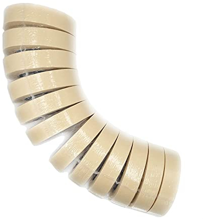 ACIT Cinta de carrocero para pintar, cinta de papel para enmascarar, Masking Tape, cinta de pintor, excelente adhesión, Torre de 12 rollos 50 m x 25 mm