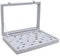 BELLE VOUS Graue Ring Box Aufbewahrungsbox für Schmuck Samt Display Schmucklade mit 7 Fächern und Deckel - Vitrine Organizer mit transparentem Glasdeckel für Ringe, Ohrringe und Manschettenknöpfe