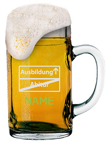 Maßkrug 1L mit individueller Gravur [Name] und [Motiv -Abitur] - MeinGlas (Motiv 04)