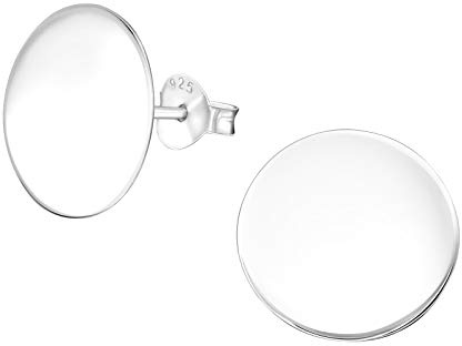 Laimons Frauen Damen-Ohrstecker Ohrringe Damenschmuck Scheibe Platte rund groß Gravur-Schmuck glanz 12mm Sterling Silber 925