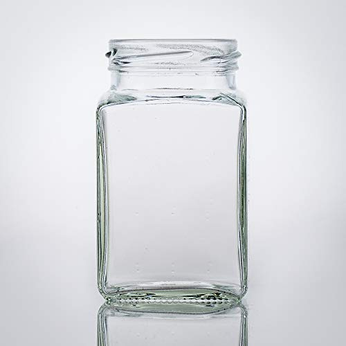 Flaschenbauer - 6 Mini Einmachgläser 260 ml Vierkant Gläser mit Schraubverschluss to 58 Schwarz - Gläser mit Deckel perfekt als Marmeladengläser, Honiggläser