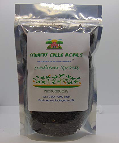 Sunflower Sprouting Seed, Non GMO - 8 oz - Country Creek Acre Brand - Sunflower Seed for Sprouts, Garden Planting, Cooking, Soup, Emergency Food Storage, Gardening, Juicing, Cover Crop