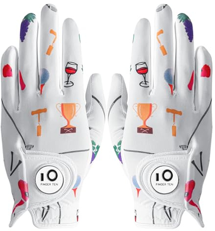 FINGER TEN Ladies Golf Gloves Pair for Left & Right Hand (White, S)