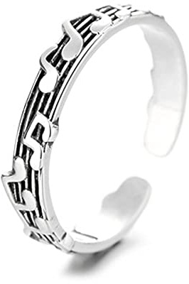 Clef Music Note - Anillos abiertos para mujeres y niñas ajustables y apilables para nudillos de moda expansibles con cola de dedo hipoalergénico banda minimalista para adolescentes e hijas