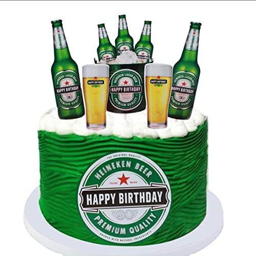 FZSECRIU 6 Piezas Decoración para Tartas de Cumpleaños, Cervezas y Fútbol, Fiesta