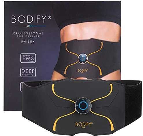 Bodify® EMS Bauchtrainer Pro - Gezielte Stimulation der Bauch Muskulatur! - Muskelaufbau - Bauchtrainer - Stimulationsgerät Bauch Muskeln - Bauchmuskeltrainer für Männer und Frauen Das ORIGINAL