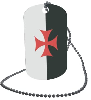 U24 Dog Tag Erkennungsmarke ID Tag an Kette Flagge Tempelritter Alu 30 x 50 mm