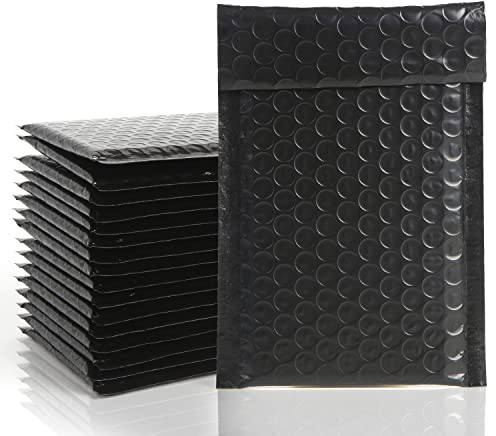 VEYLIN 16 Stück Luftpolster-Versandtaschen, 15 x 20 cm, gepolsterte Umschläge, Luftpolsterfolie, Polymailer-Taschen für den Versand (schwarz)