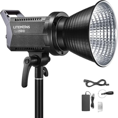 GODOX LA150Bi - Luz de vídeo LED bicolor, 101000 lux, 1 m, 2800-6500 K, control de aplicación 11 efectos de iluminación FX para estudio fotográfico, CRI96+ TLCI97+